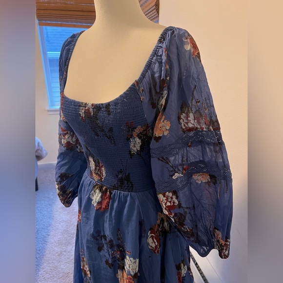 Free People Blue Floral Maxi Dress, Worn Once, Size S - Picture 3 of 9